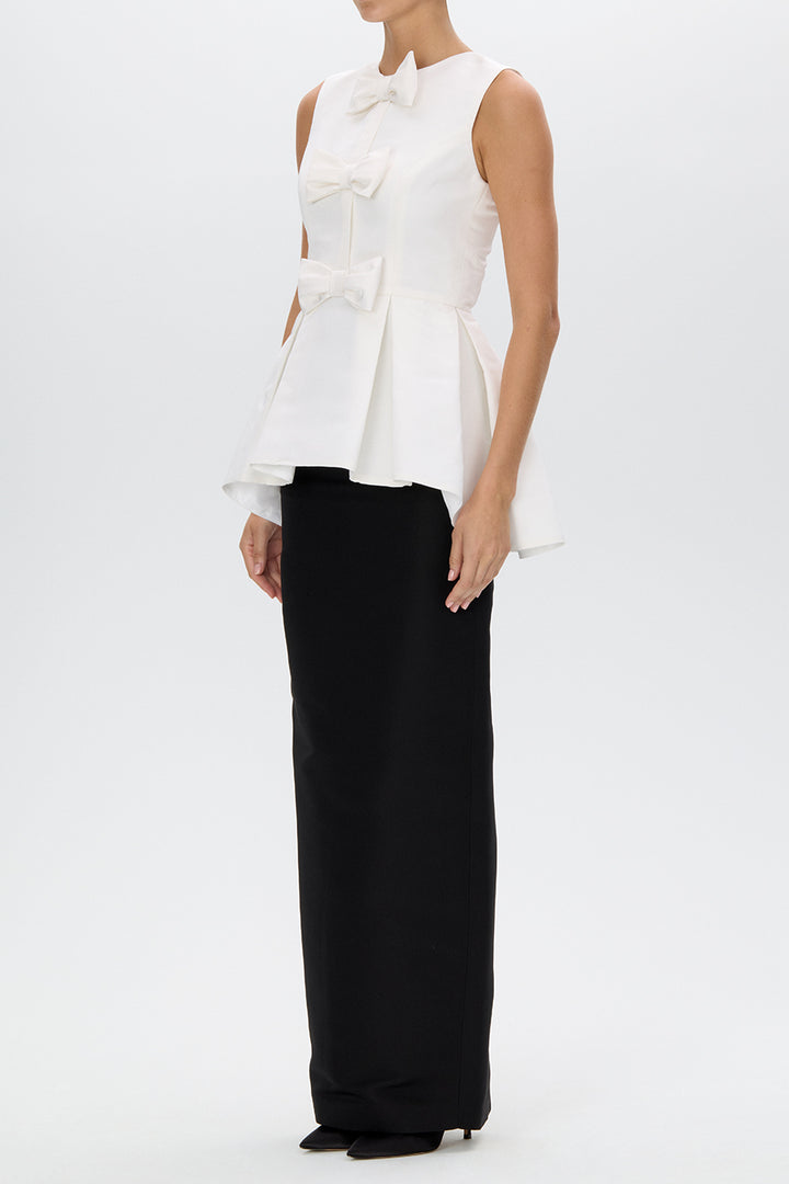 Odette Silk Faille Peplum Top