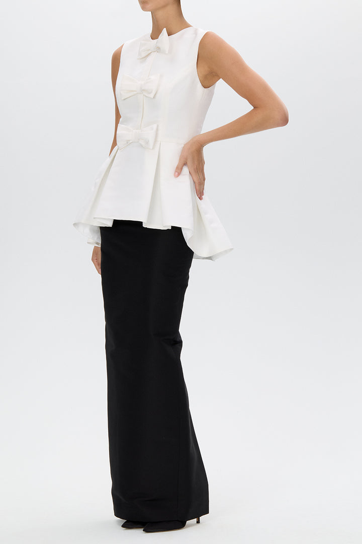 Odette Silk Faille Peplum Top