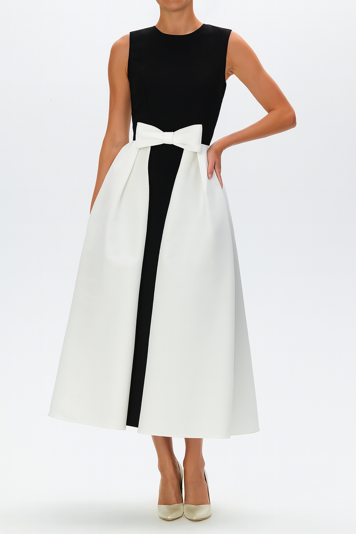 Silk Faille Mid-Length Bow Convertible Skirt