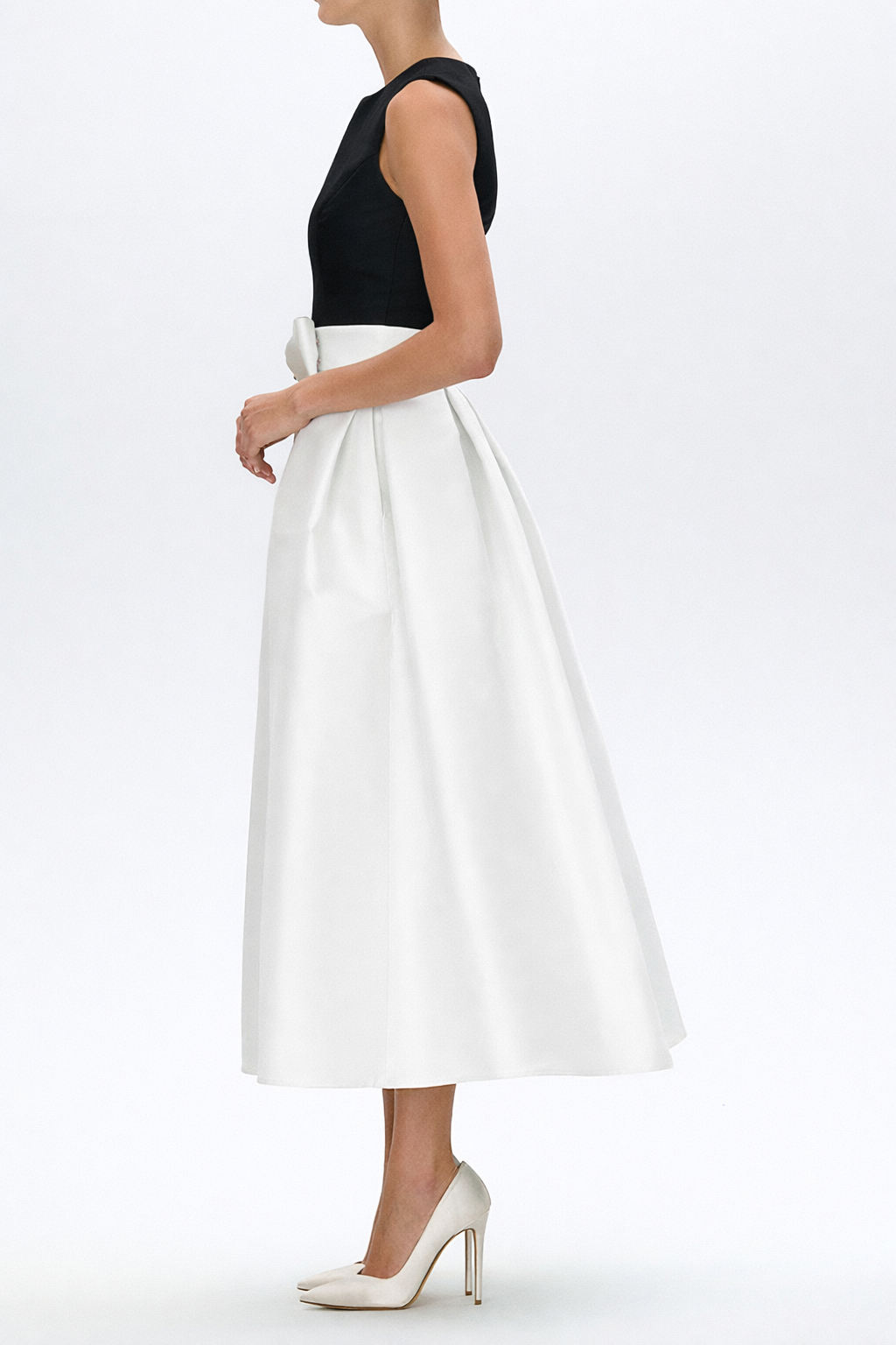 Silk Faille Mid-Length Bow Convertible Skirt