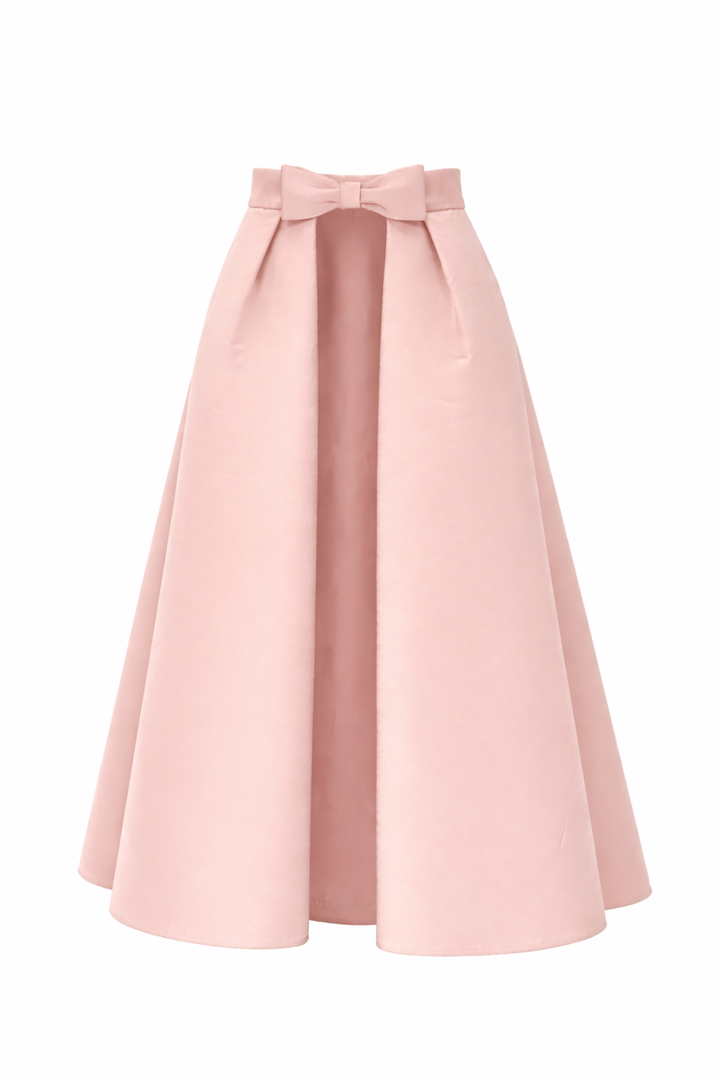 Silk Faille Mid-Length Bow Convertible Skirt