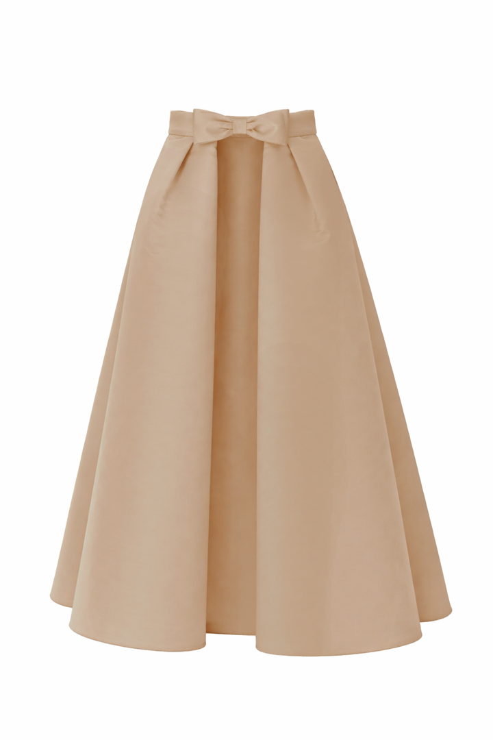 Silk Faille Mid-Length Bow Convertible Skirt