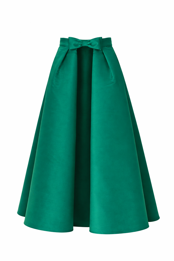 Silk Faille Mid-Length Bow Convertible Skirt