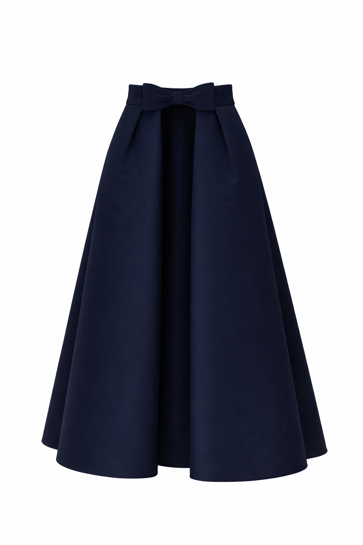 Silk Faille Mid-Length Bow Convertible Skirt
