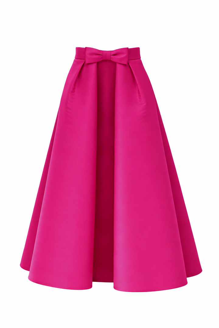Silk Faille Mid-Length Bow Convertible Skirt