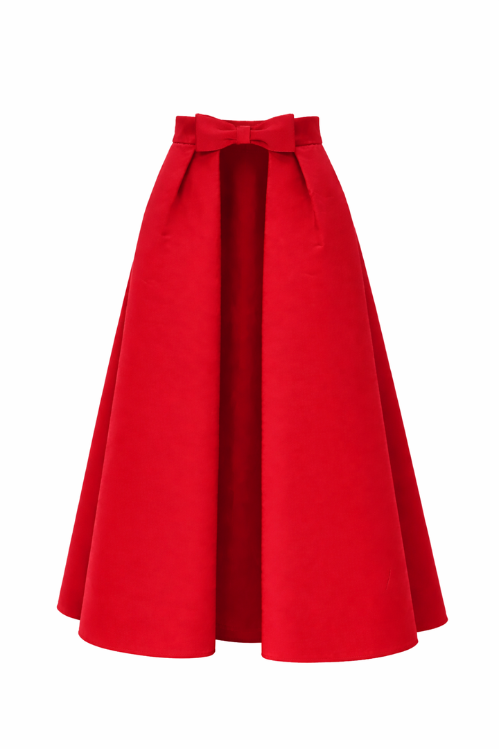 Silk Faille Mid-Length Bow Convertible Skirt