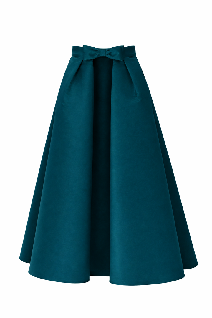Silk Faille Mid-Length Bow Convertible Skirt
