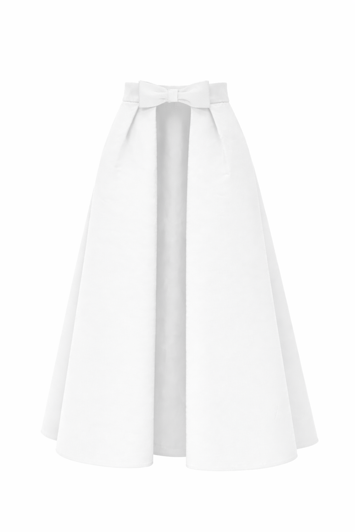 Silk Faille Mid-Length Bow Convertible Skirt