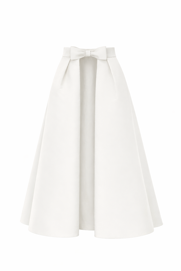 Silk Faille Mid-Length Bow Convertible Skirt