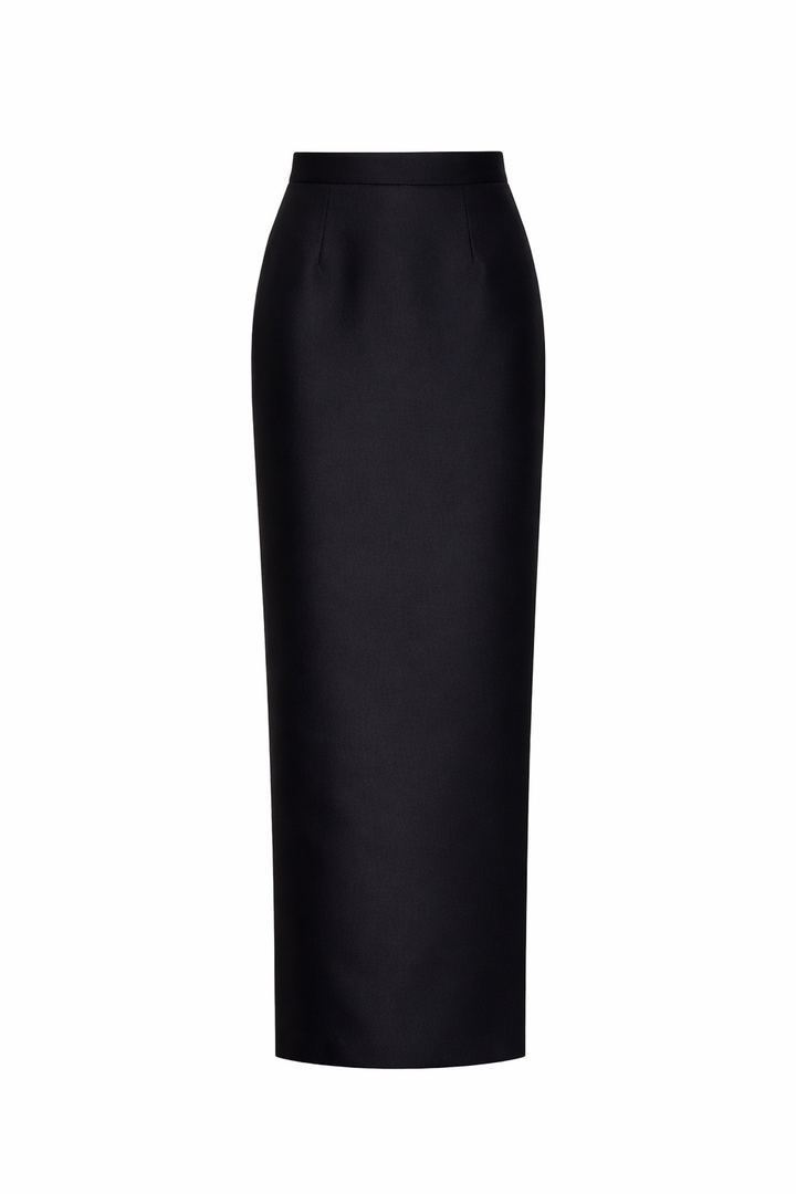 Silk Faille Column Skirt