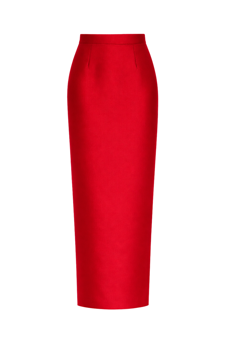 Silk and Wool Column Skirt