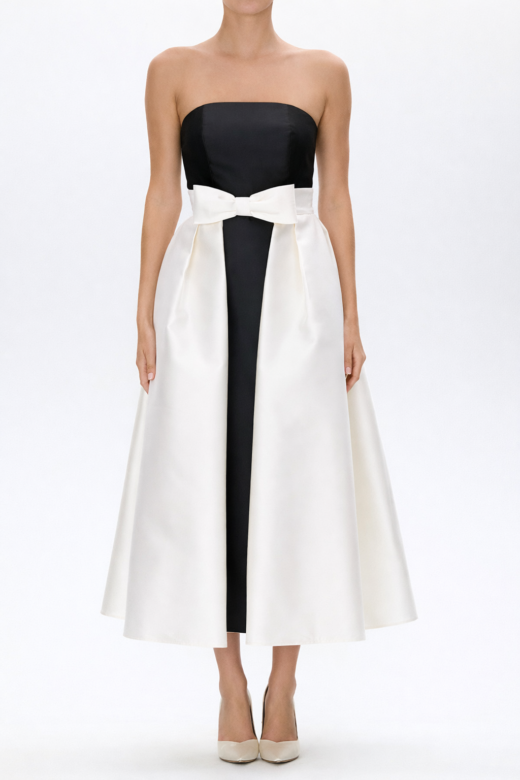 Silk and Wool Mid-Length Bow Convertible Skirt