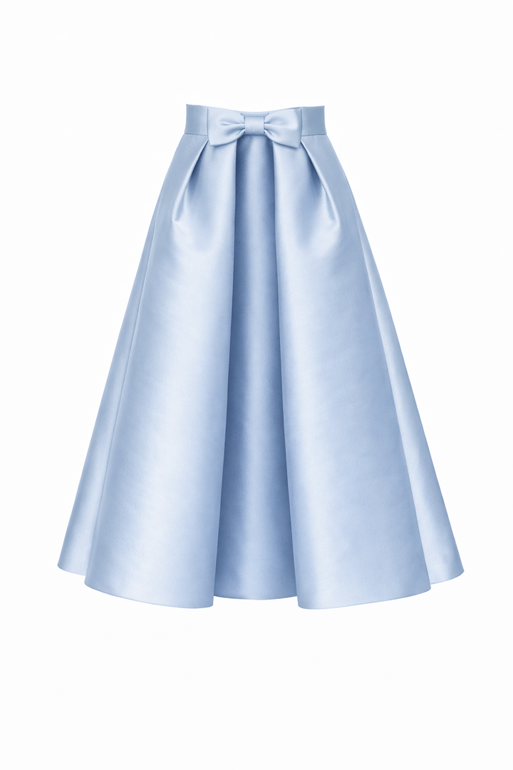 Silk and Wool Mid-Length Bow Convertible Skirt