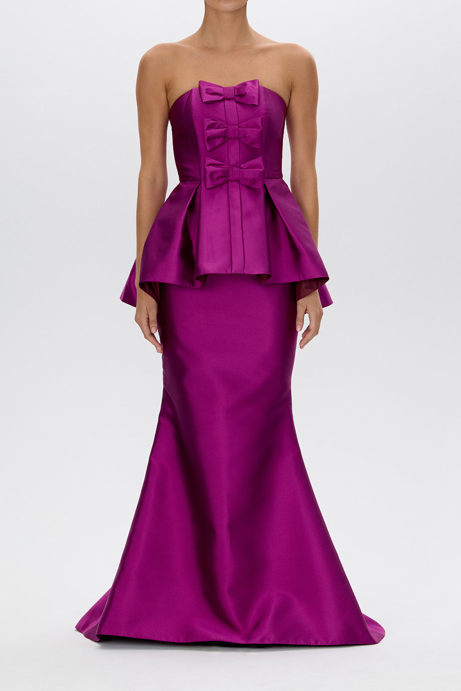 Stella Silk and Wool Peplum Mermaid Gown Silk and Wool Emerald / 2 Stella Silk and Wool Peplum Mermaid Gown Silk and Wool Emerald / 2
