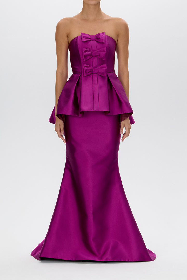 Stella Silk and Wool Peplum Mermaid Gown Silk and Wool Emerald / 2