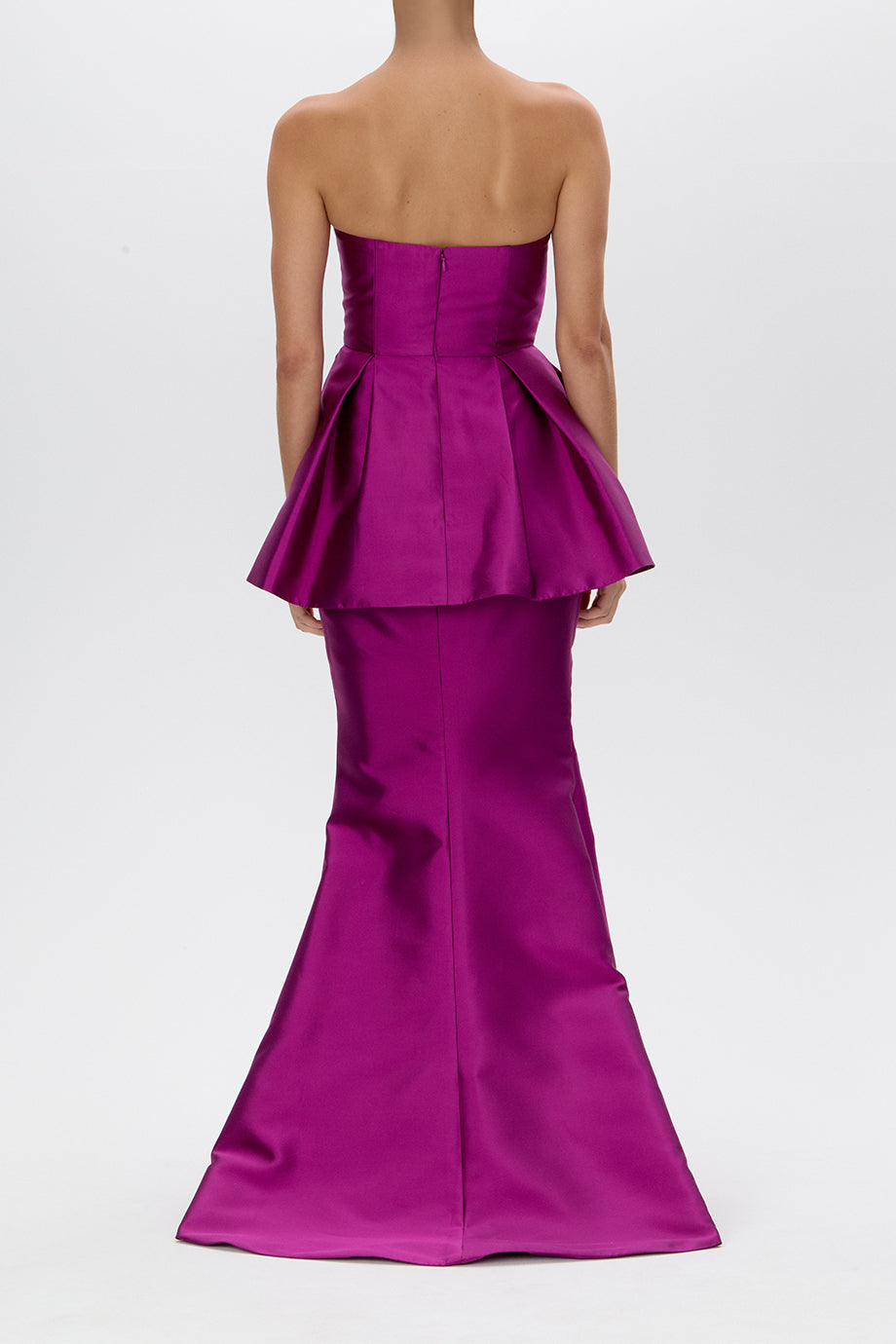 Stella Silk and Wool Peplum Mermaid Gown Silk and Wool Emerald / 2