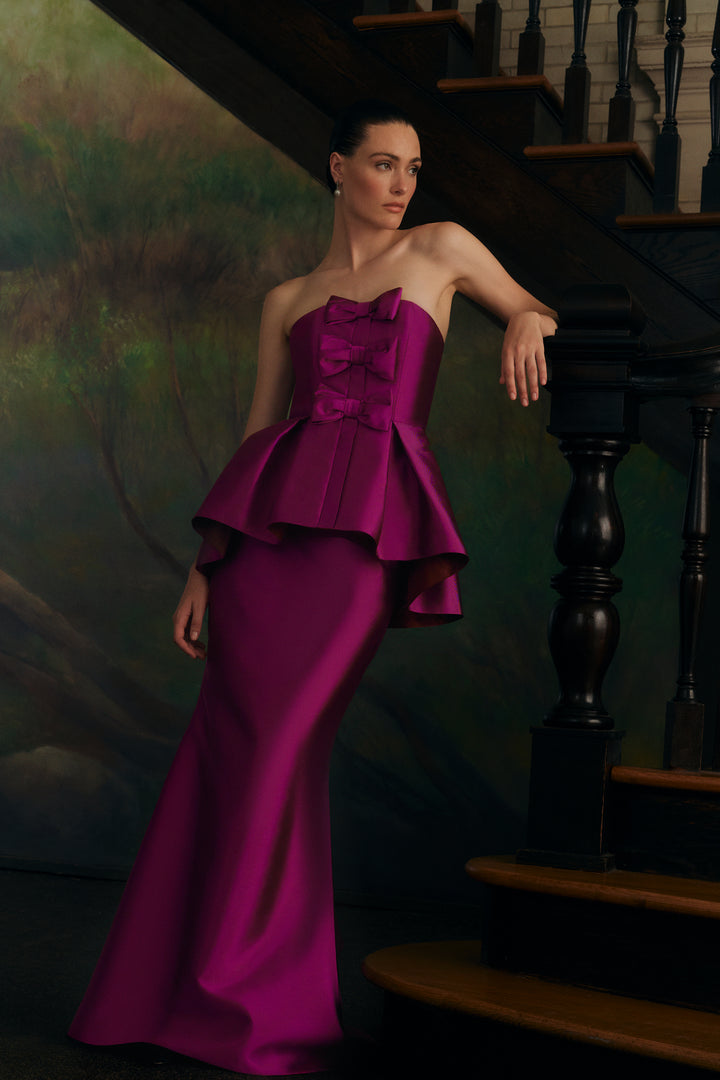 Stella Silk and Wool Peplum Mermaid Gown