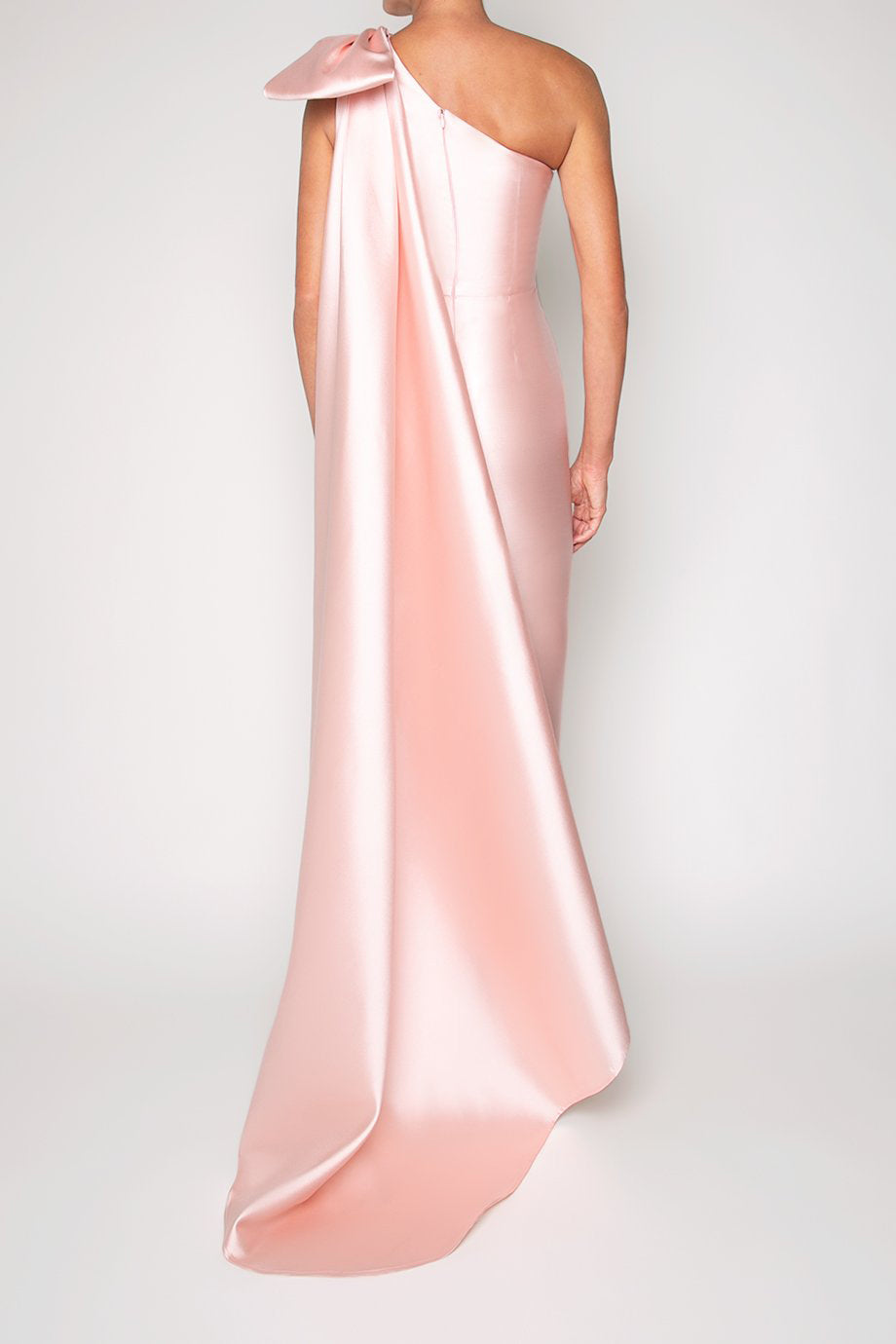 Alexandra Silk and Wool Column Gown with Removable Cape