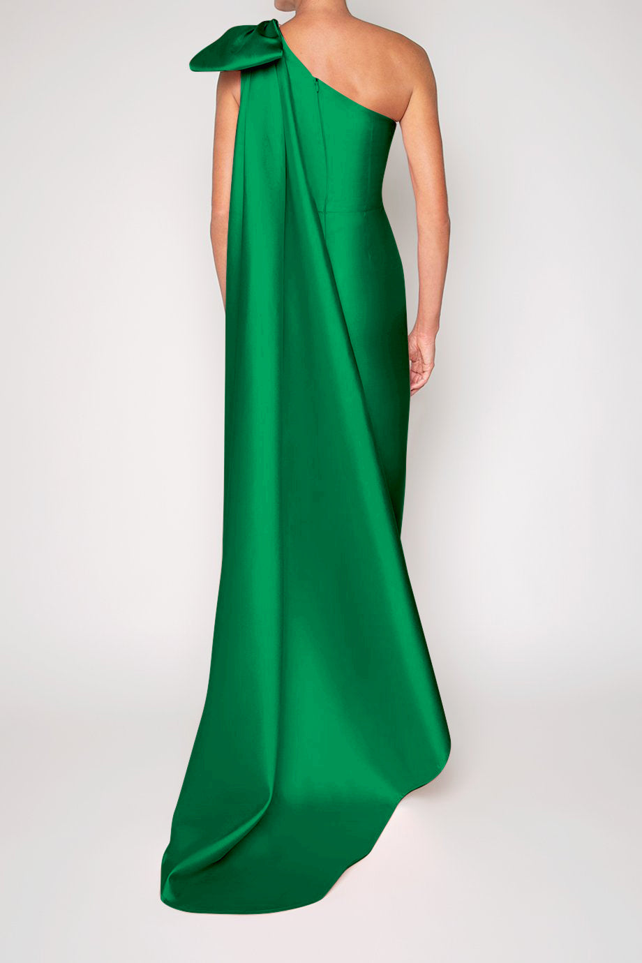 Alexandra Silk and Wool Column Gown with Removable Cape