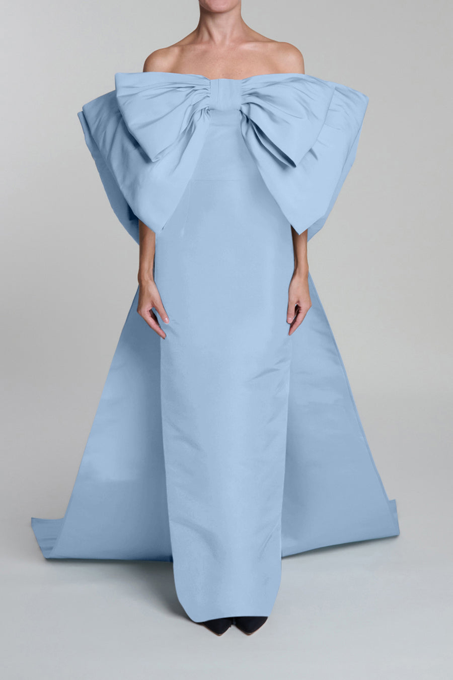 Elizabeth Silk Faille Column Gown with Bow Belt