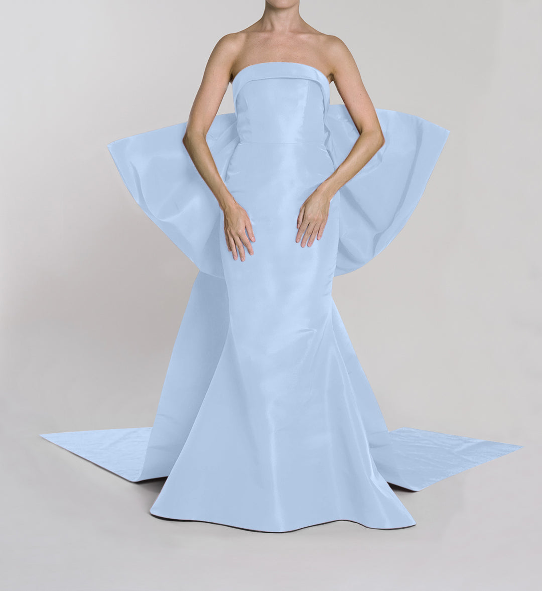 Anniversary Strapless Silk Faille Bow Back Mermaid Gown