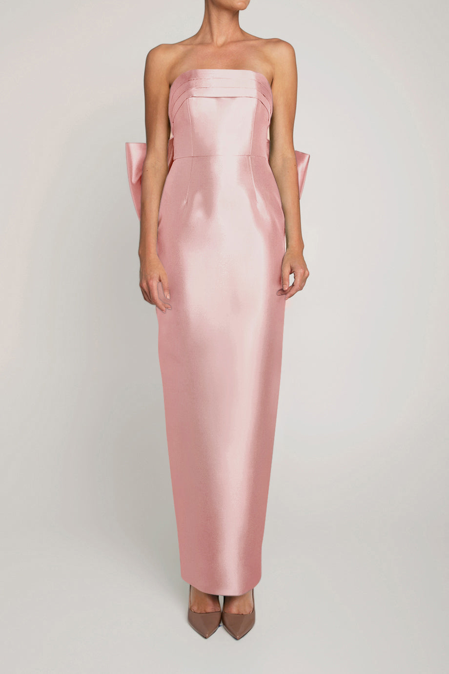 Camille Silk and Wool Column Gown with Removable Train