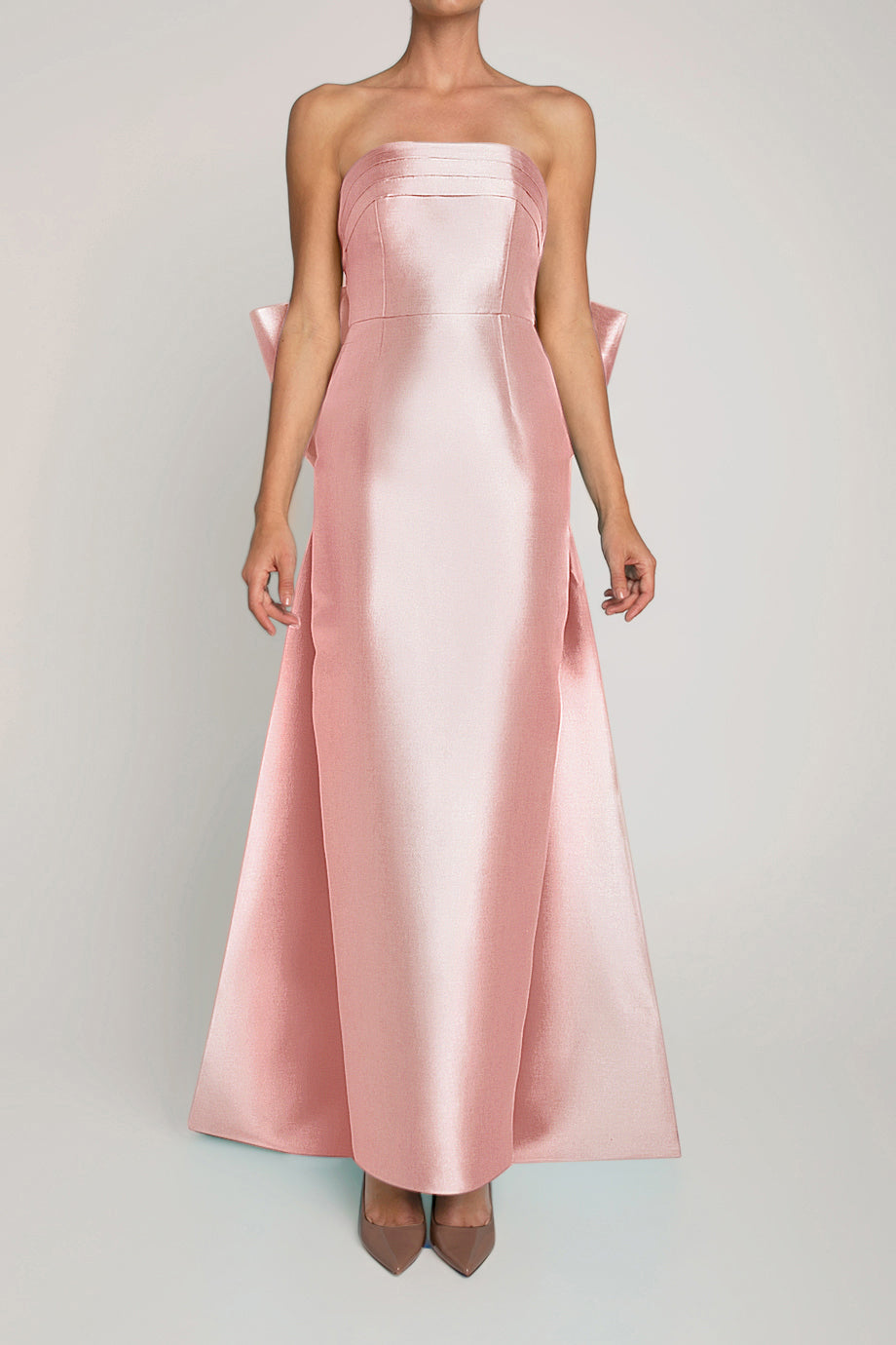 Camille Silk and Wool Column Gown with Removable Train