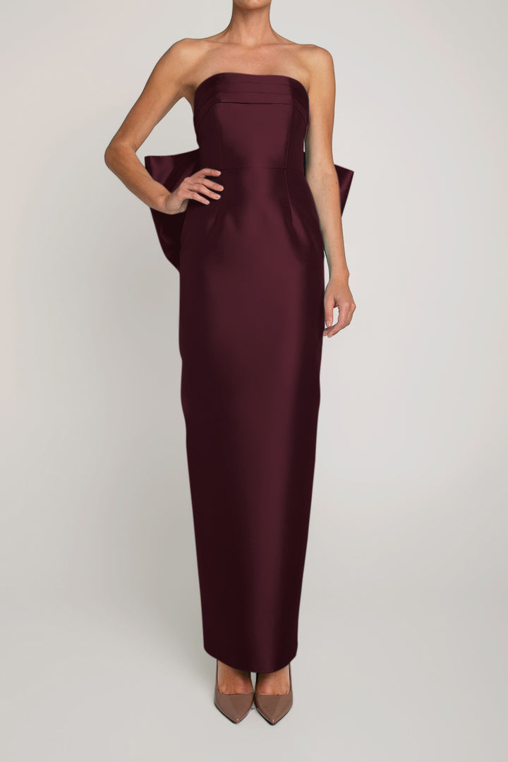 Camille Silk and Wool Column Gown with Removable Train