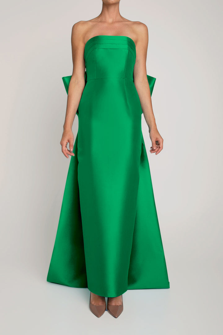 Camille Silk and Wool Column Gown with Removable Train