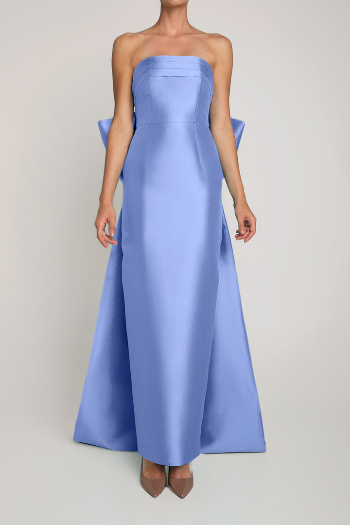 Camille Silk and Wool Column Gown with Removable Train