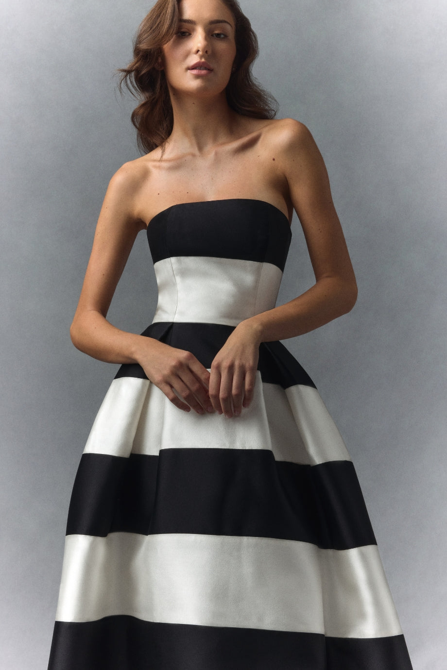 Carol Strapless Silk and Wool High Low Gown Carol Strapless Silk and Wool High Low Gown