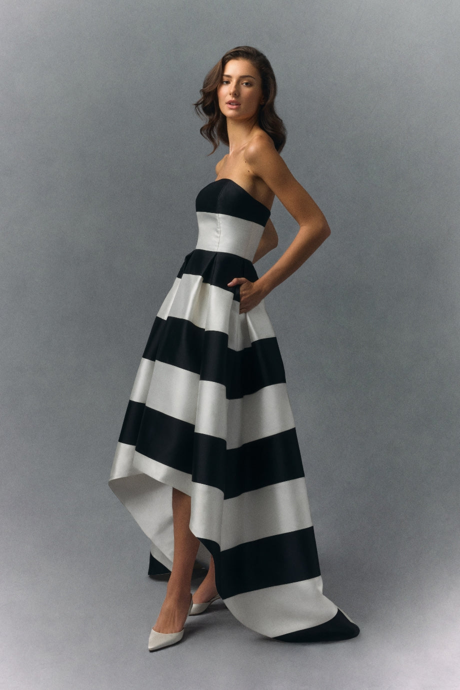 Carol Strapless Silk and Wool High Low Gown Carol Strapless Silk and Wool High Low Gown