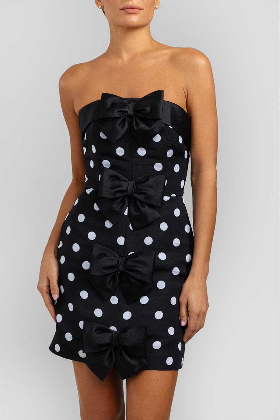 Fall Winter 2023-24 Georgie Polka Dot Silk Faille Mini Dress 10 / Black with White Polka Dot