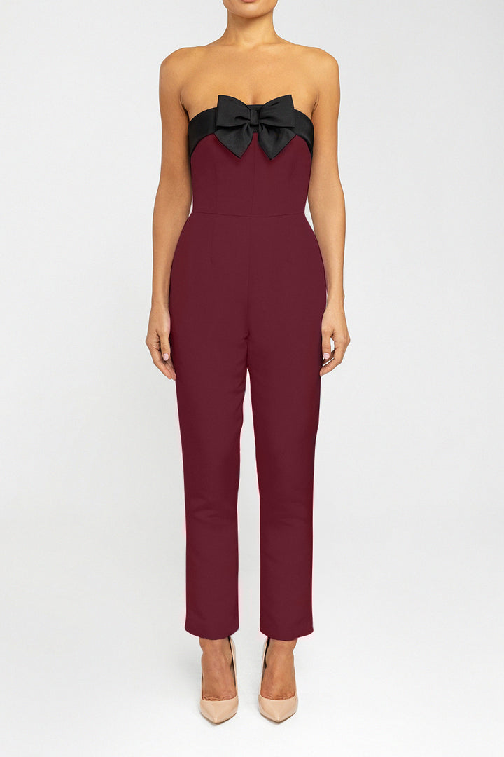 Ines Silk Faille Jumpsuit with French Bow Convertible Skirt