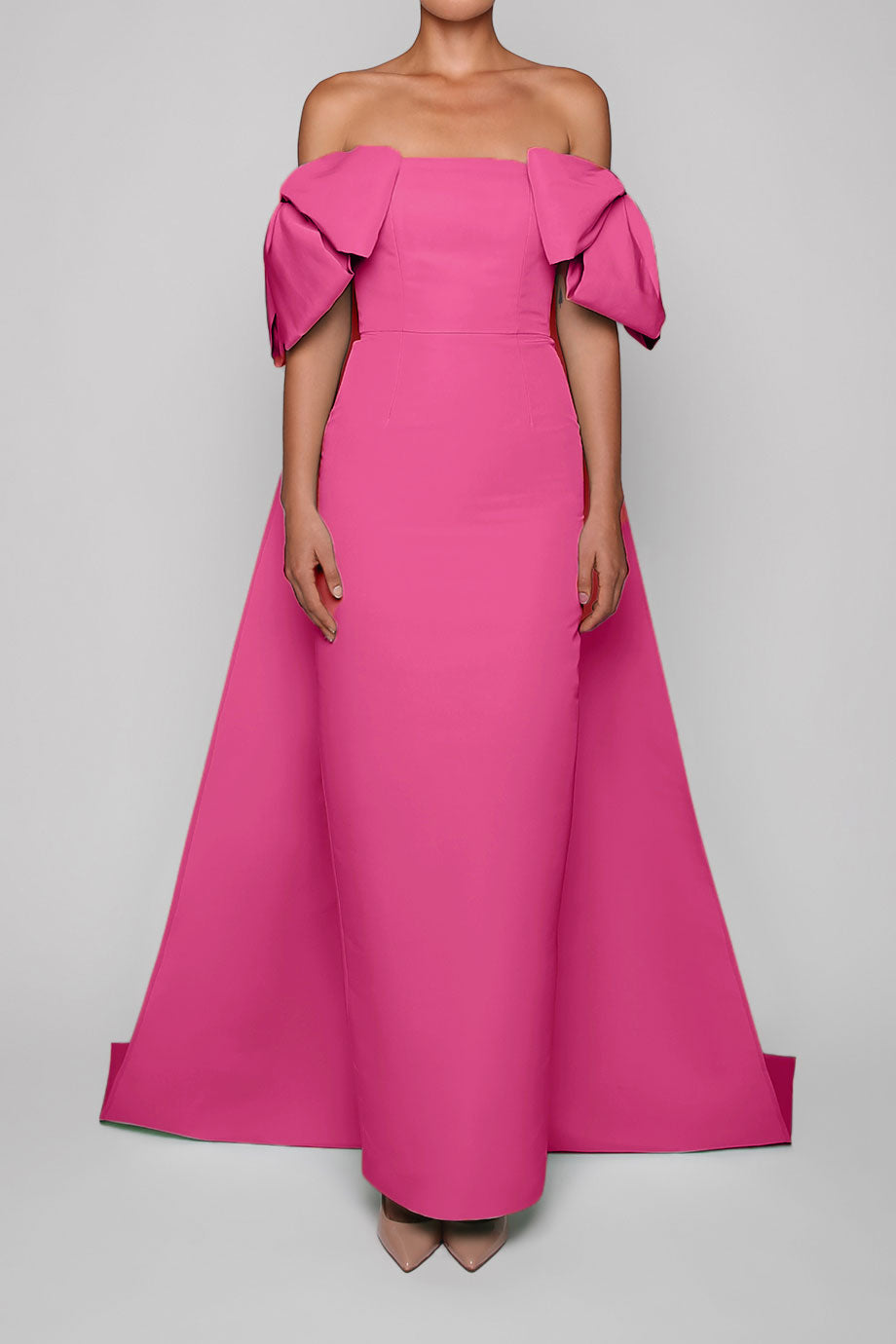 Josephine Silk Faille Column Gown with Detachable Cape