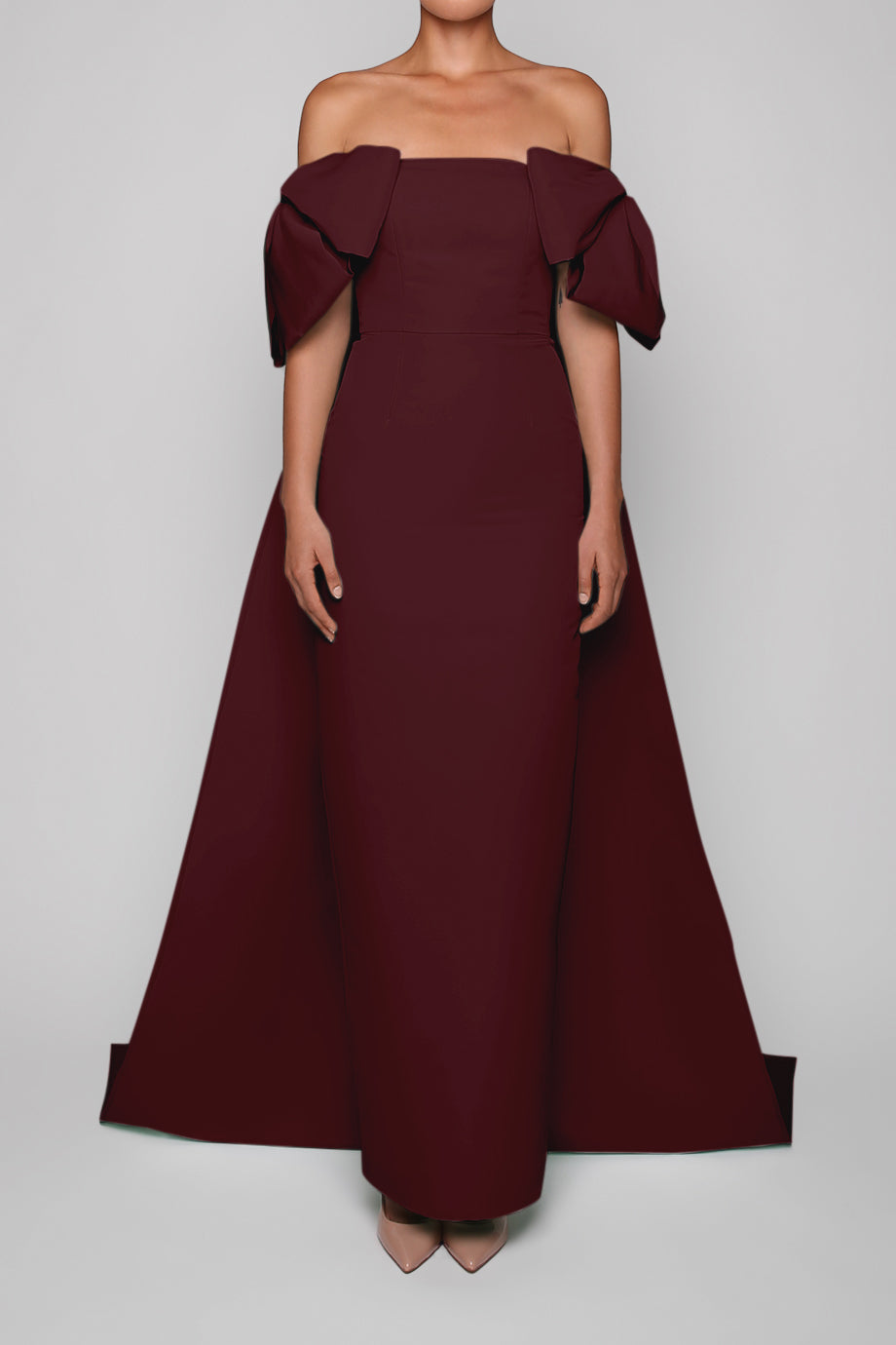 Josephine Silk Faille Column Gown with Detachable Cape