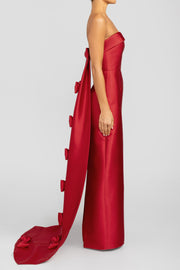 Kelly Silk and Wool Column Gown with Detachable Cape