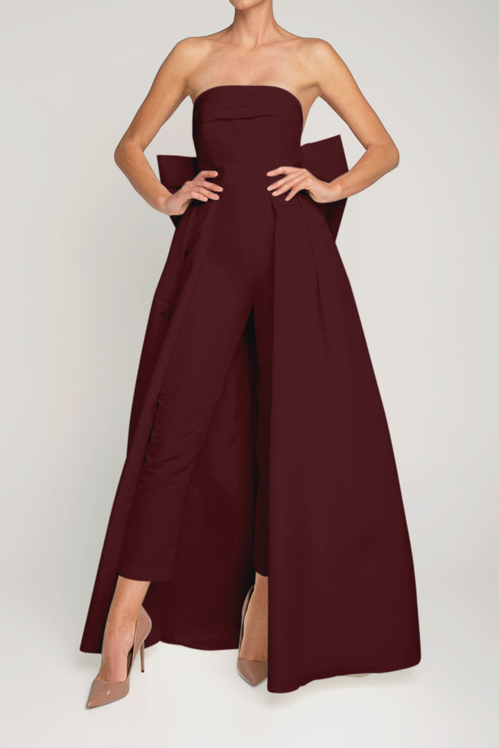 Margaret Silk Faille Jumpsuit with Convertible Skirt