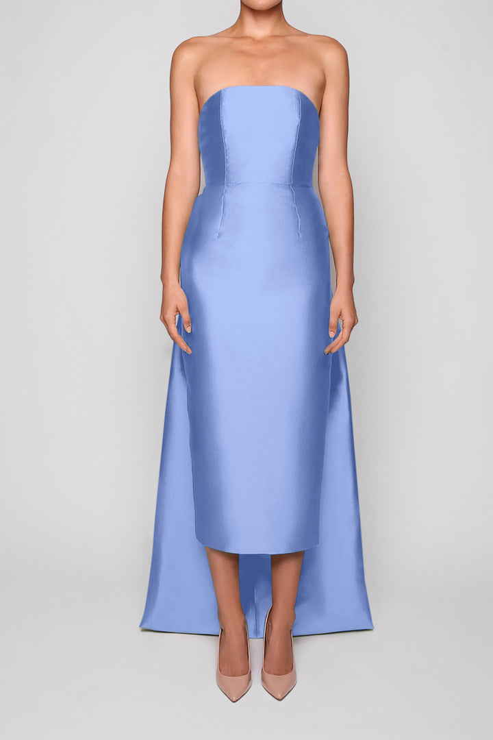 Marion Silk and Wool Midi Dress with Detachable Train