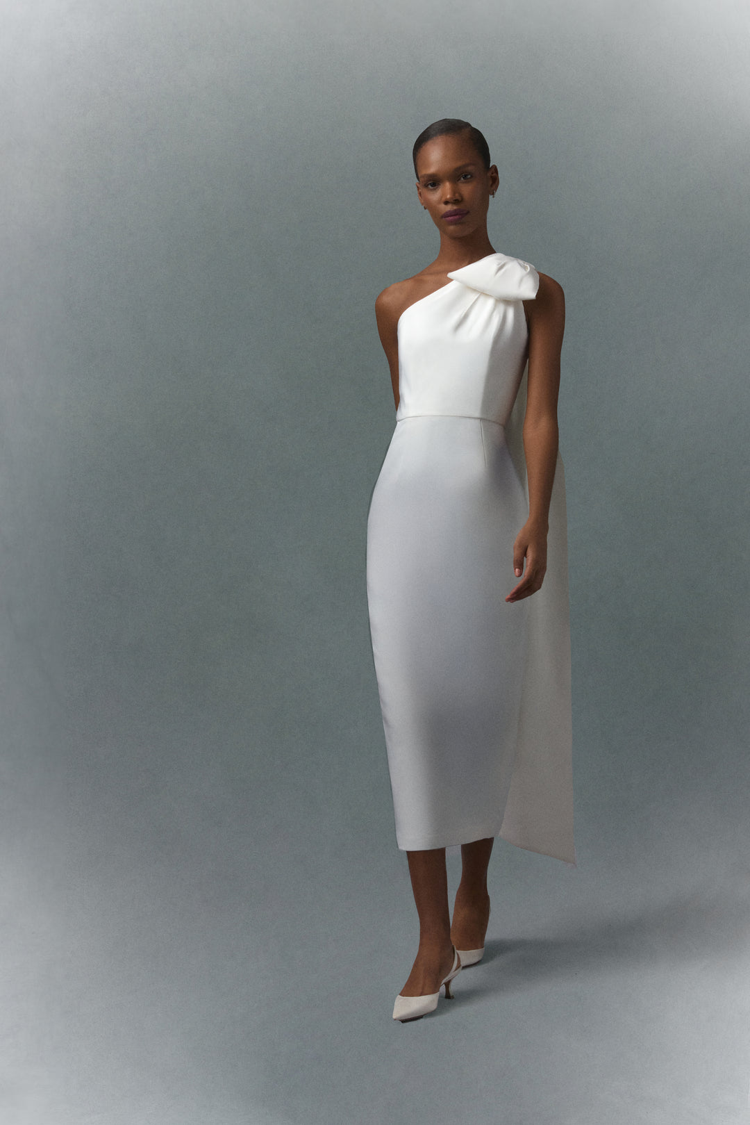 Anne Silk Faille Midi Dress