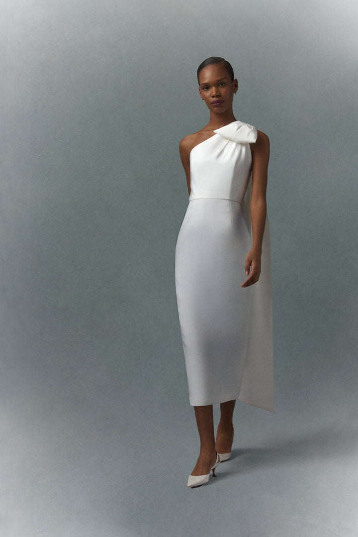 Anne Silk Faille Midi Dress