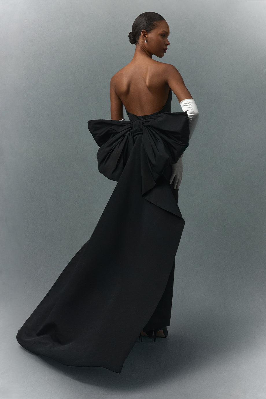 Bow Butterfly Silk Faille Column Gown