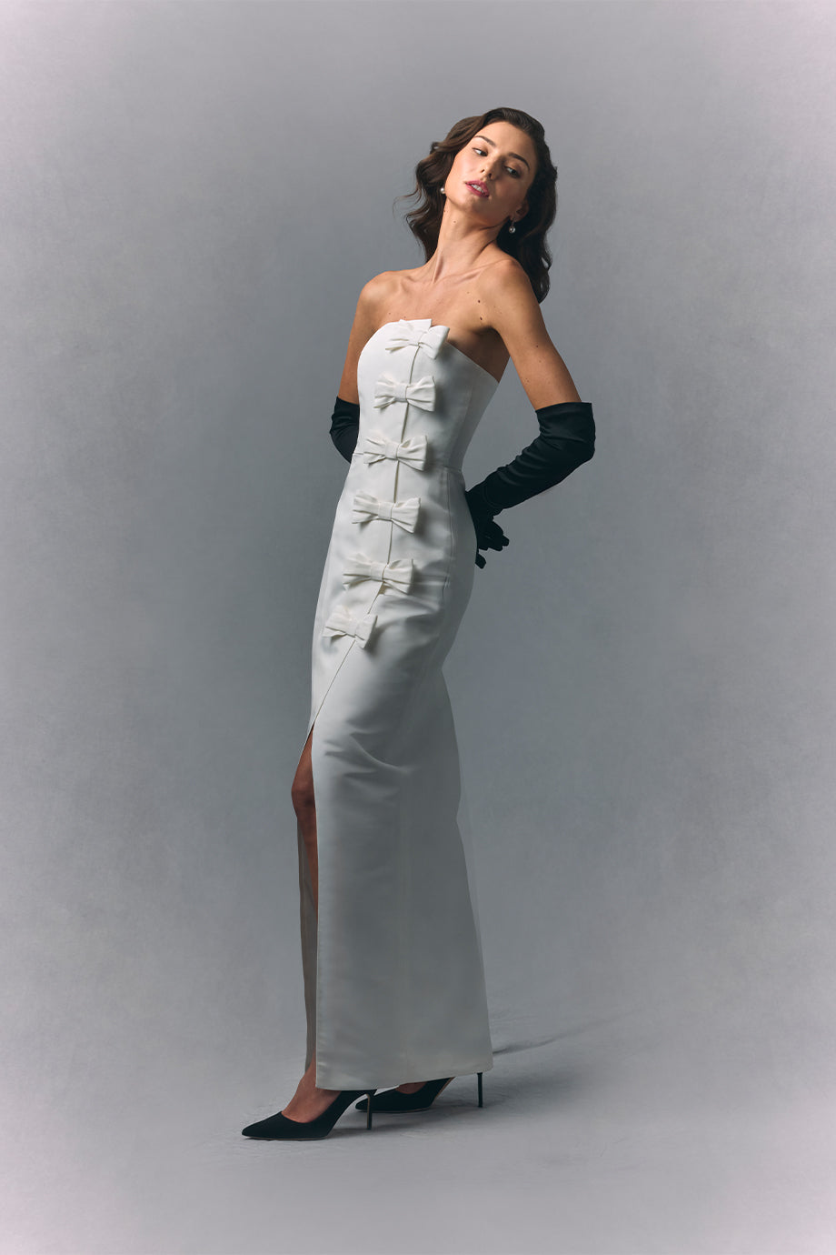 Daniela Silk Faille Wrap Column Gown 12 / Black Daniela Silk Faille Wrap Column Gown 12 / Black
