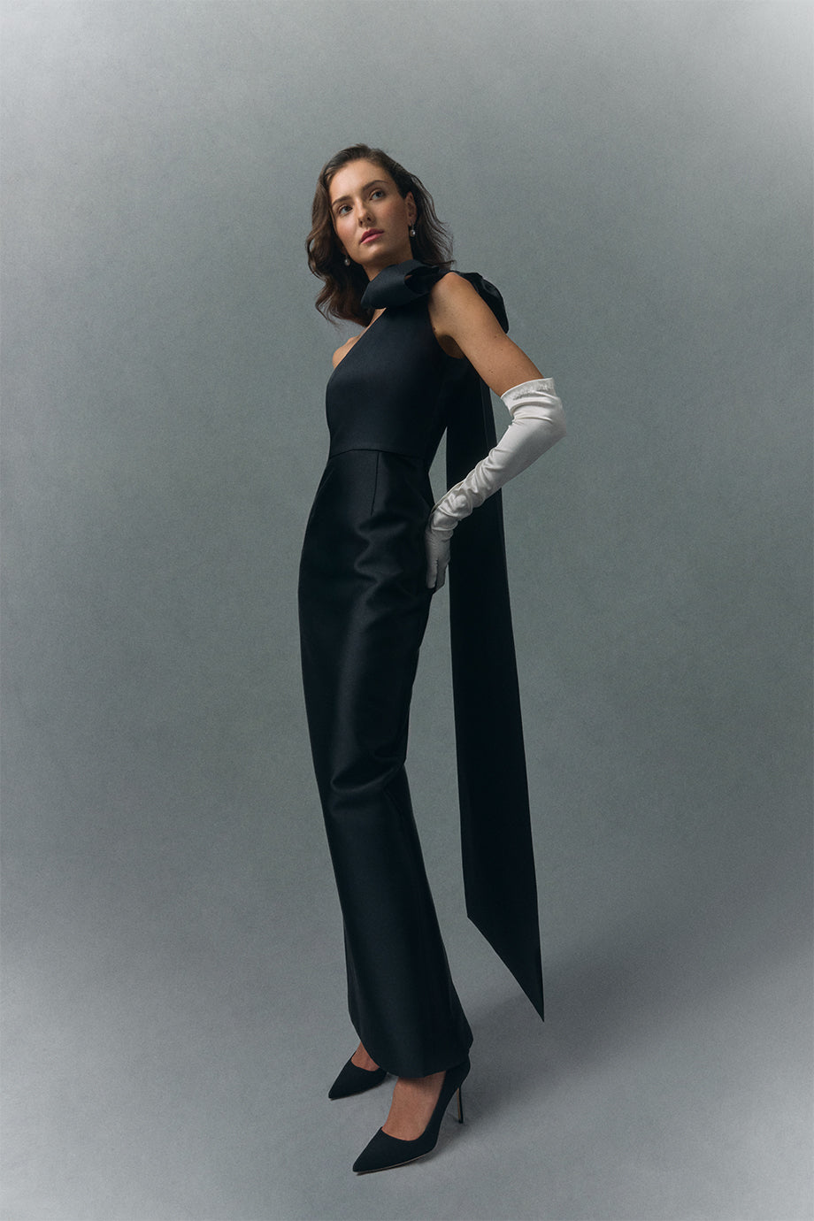 Gabriella Silk and Wool Column Gown