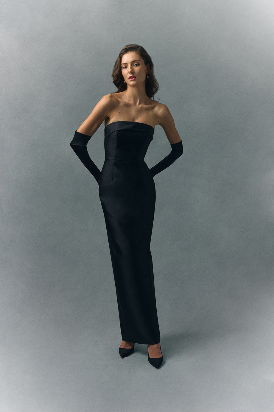 Kelly Silk and Wool Column Gown