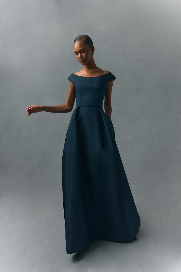 Off The Shoulder Silk Faille Ball Gown