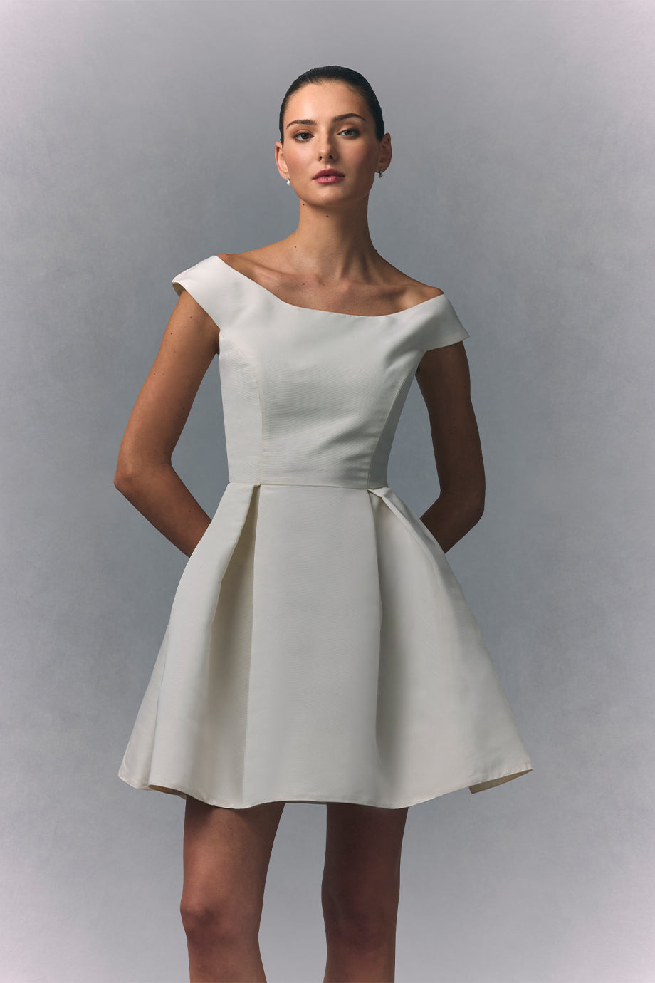 Off The Shoulder Silk Faille Mini Dress