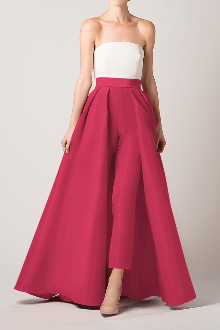 Silk Faille Cigarette Pants with Convertible Skirt
