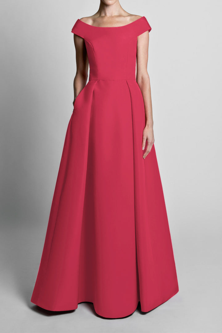 Off The Shoulder Silk Faille Ball Gown