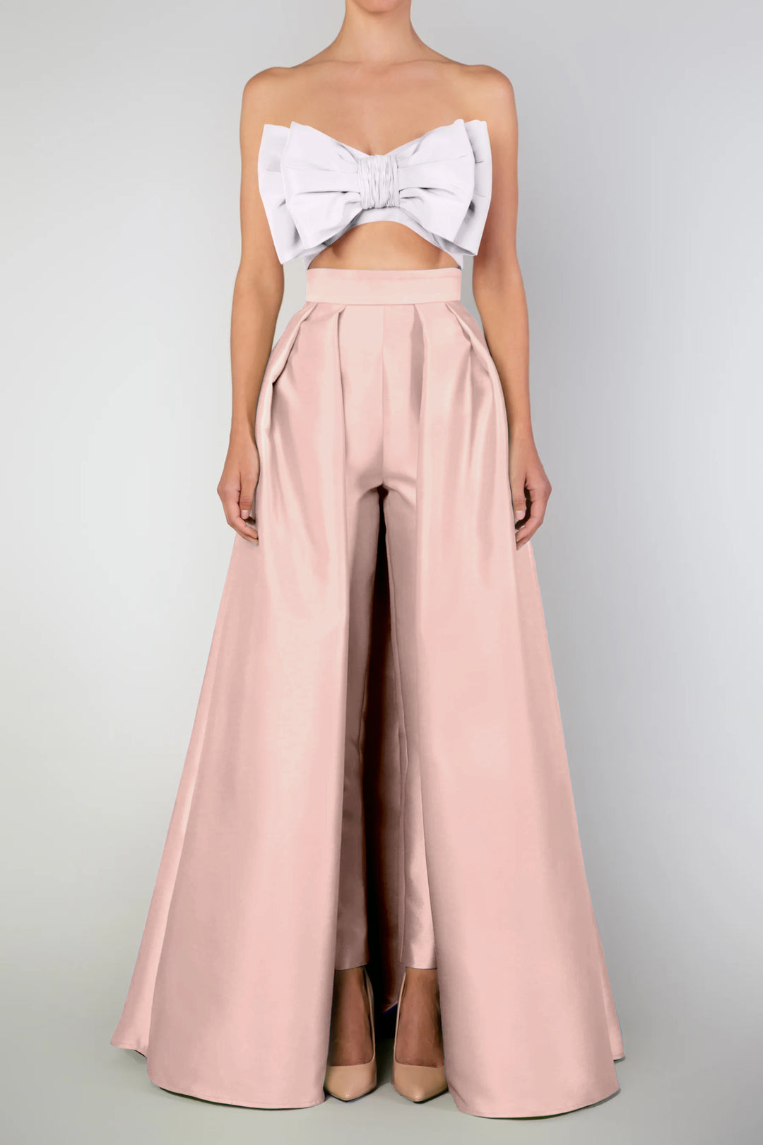 Silk and Wool Cigarette Pants with Convertible Skirt